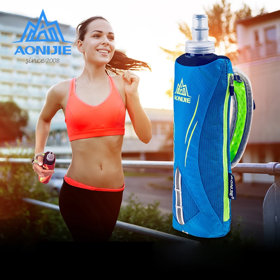 AONIJIE Waterpoof Hand-held Sport Bottle Kettle Pack Storage Bag Outdoor Marathon Running Phone Bag for 500mL Soft Water Flask