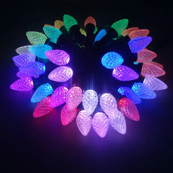 СВЕТОДИОДНАЯ Гирлянда RGB C9 12 в пост. Тока WS2811 с 50 узлами 6 дюймов (15 см) расстояние