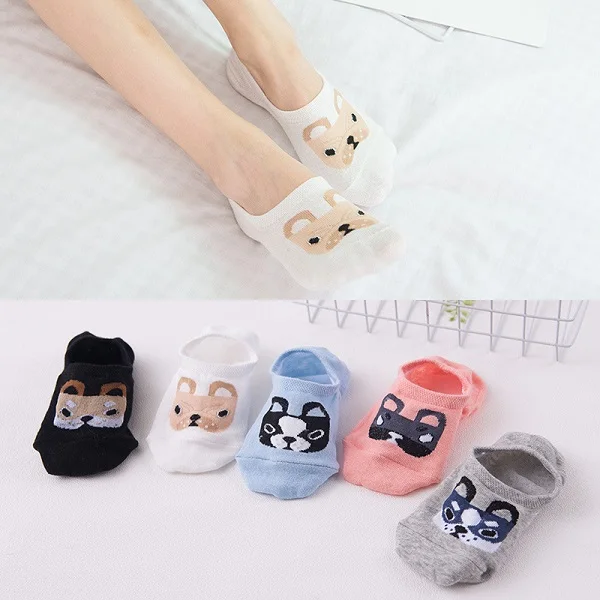515 Socks 5 пар = 10 шт.; носки для детей с персонажами из мультфильмов Для женщин носки для девочек новые летние хлопковые незаметные носки с милыми животными для девочек безбортные носки Harajuku Дышащие носки - Цвет: 515 Socks
