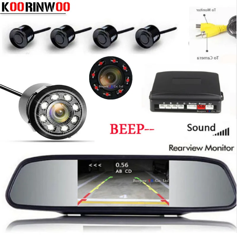 Автомобильный датчик парковки Koorinwoo HD зеркало с двухъядерным процессором 4