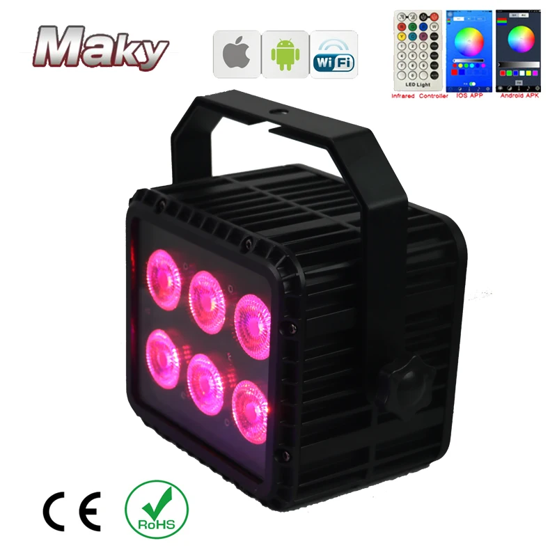 Гуанчжоу 6x18 Вт RGBWAUV 6in1 IP65 Водонепроницаемый Аккумулятор беспроводной dmx led par