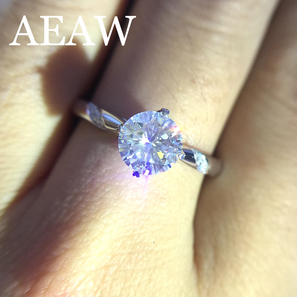 

2 Carat 8mm Round Cut Engagement&Wedding Moissanite Diamond Ring Solid Genuine 14K 585 White Gold for Women