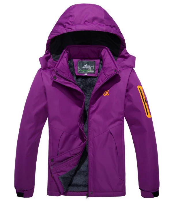 women purple XIYOUNIAO размера плюс M~ 7XL мужские Куртки Водонепроницаемые зимние пальто с капюшоном женская верхняя одежда флисовая Толстая туристическая горная Парка мужская - Цвет: women purple