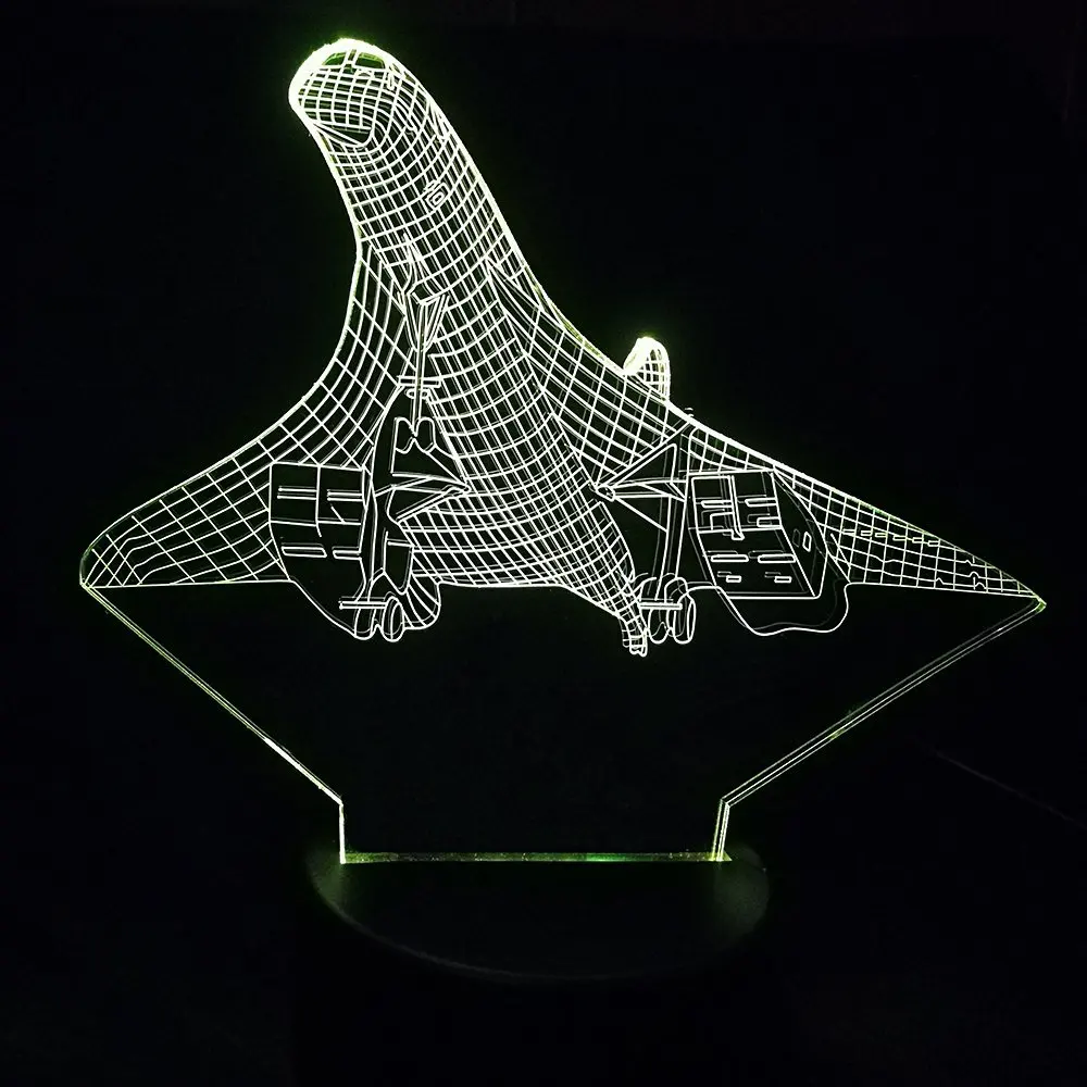 Творческий 7 цветов изменить 3D видение самолетов Моделирование Led самолета Ночной светильник Настольная лампа Декор Usb сна светильник ing светильники подарки