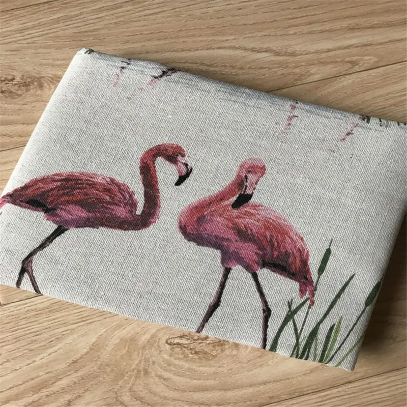HMS 50x150cm Cotton Linen Fabric DIY Craft Material For Home Deco Print Flamingo Lover Pairs | Дом и сад