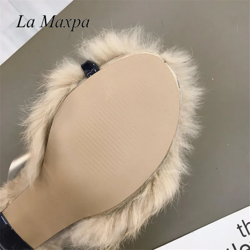 La MaxPa/осенне весенние Шлепанцы из ПВХ с кроличьим мехом флисовая прозрачная обувь