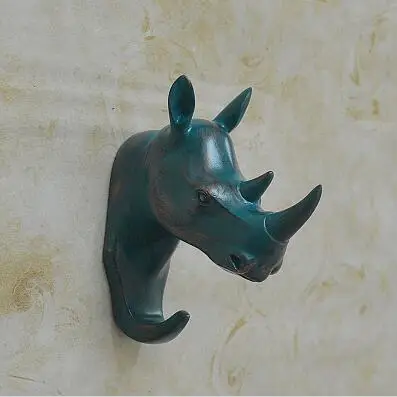 blue rhinoceros 3D крючок олень носорог слон жираф Лошадь Животное декоративный крючок креативная Смола Модель ванная комната настенный крючок для пальто настенный крючок - Цвет: blue rhinoceros