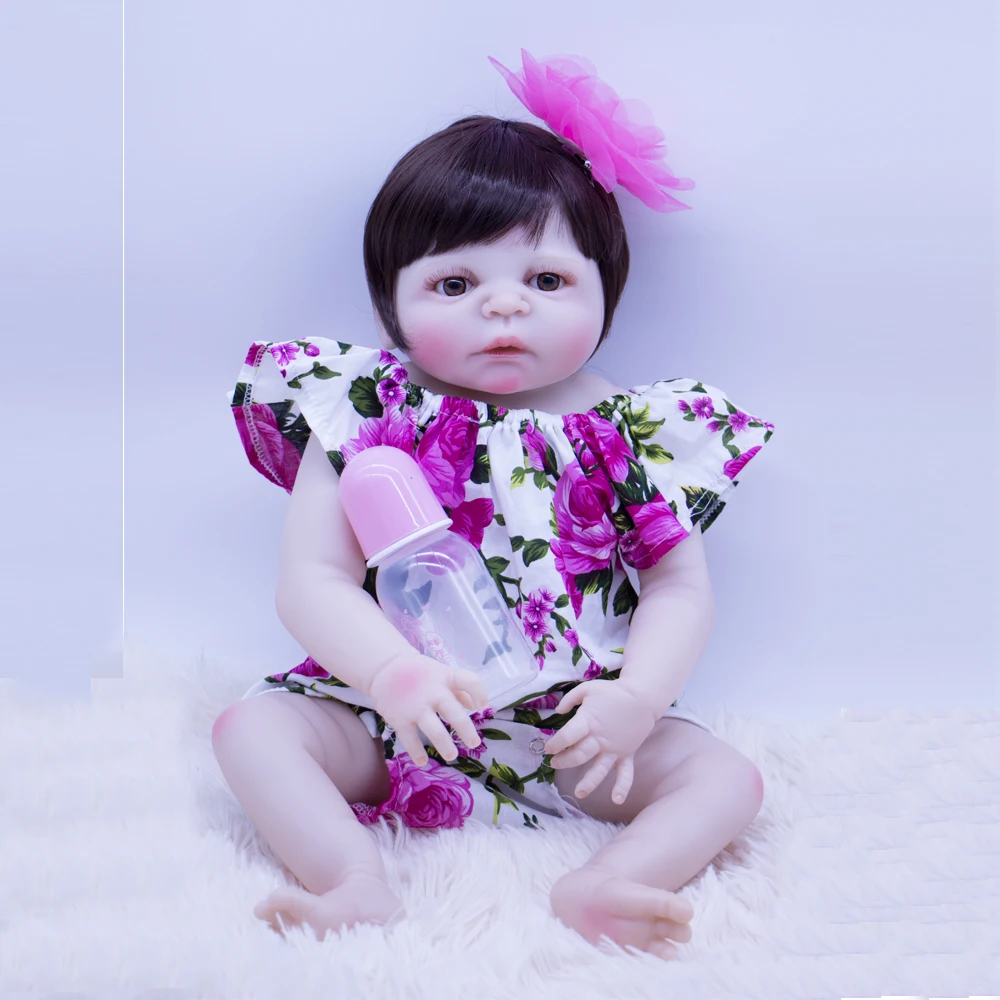 

NPK 55cm princess Girl Doll Full Silicone Body Lifelike Bebes Reborn Bonecas big eyes Baby bath Toy High quality Non-toxic gift