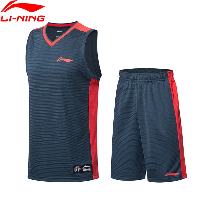Li Ning мужские баскетбольные соревнования наборы комфорт дышащий жилет + шорты 2 шт.