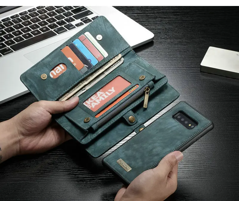 Кошелек на молнии чехол для телефона для samsung Galaxy S10 многофункциональный съемный чехол с отделениями для карт для Galaxy S8 S9+ Note 8 9 S10 e Plus
