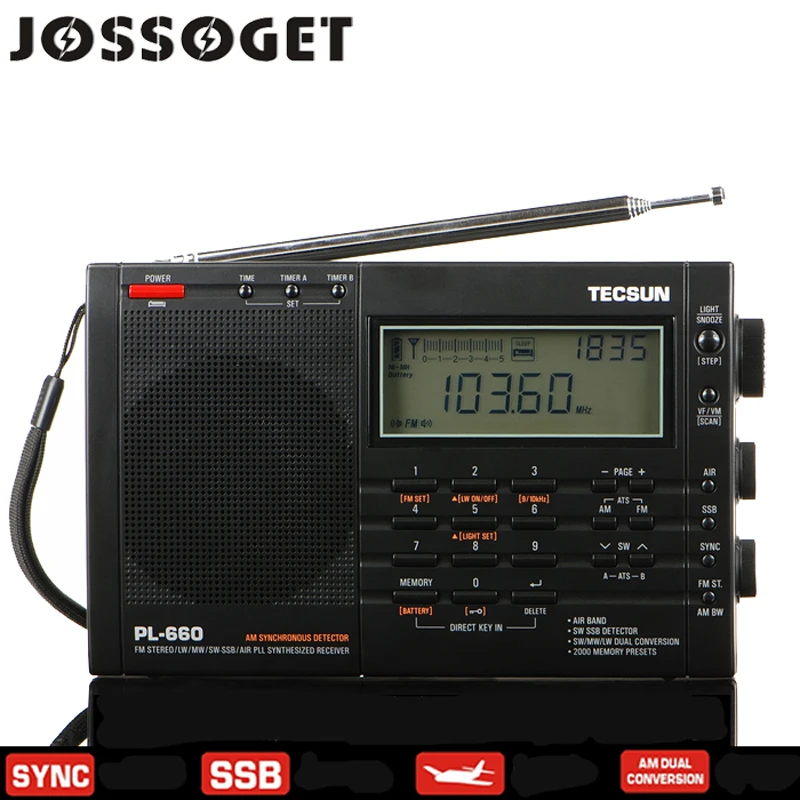 TECSUN PL-660 FM Радио Стерео LW/SW/MW/SSB AIR PLL Синтезированных Приемник Портативный DSP