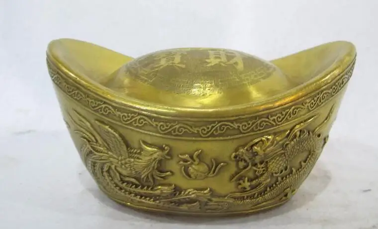 5 &quotКитайская латунная медная счастливая фэн-шуй Дракон Феникс Yuanbao Копилка