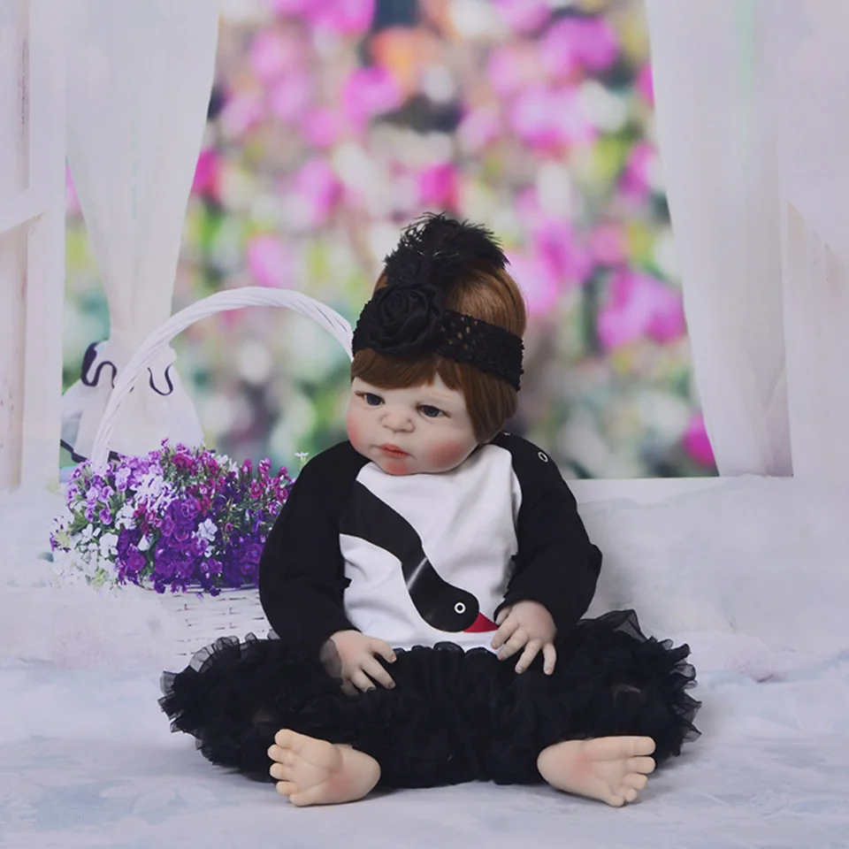 23inch 57cm reborn full Silicone Vinyl body baby delicate bb princess doll cute Newborn Lifelike Bebe dolls for sale  Игрушки и