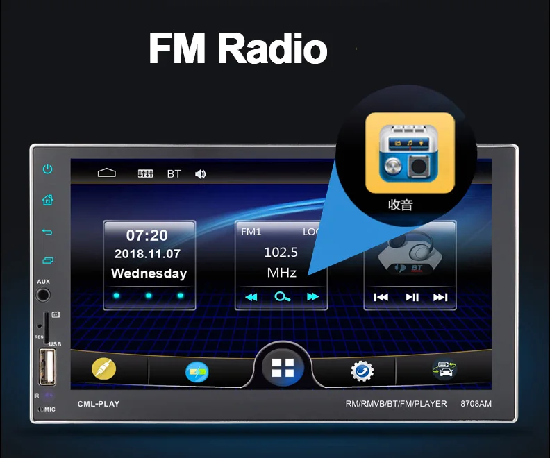 2 Din автомагнитола стерео приемник Android Wifi Bluetooth Радио Para Авто 2din стерео приемник обратное изображение Fm Usb Tf парктроник