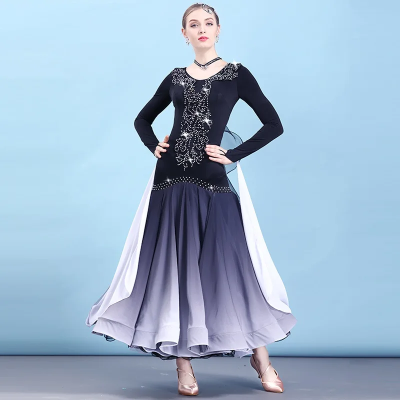 

customize standard ballroom dress women dance dresses adult ballroom competition dresses black waltz dress fringe dancewear