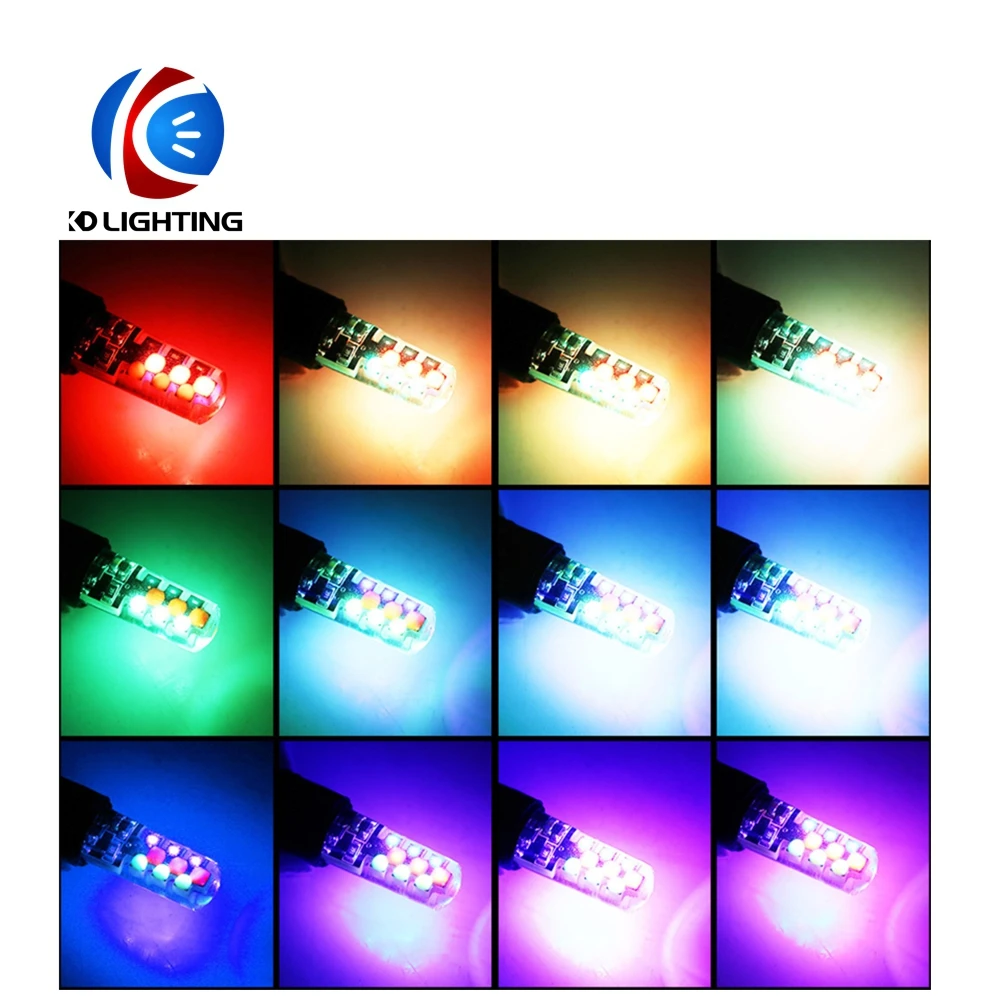 KD 2 шт. T10 w5w 168 194 Светодиодные лампы с дистанционным управлением RGB силиконовый