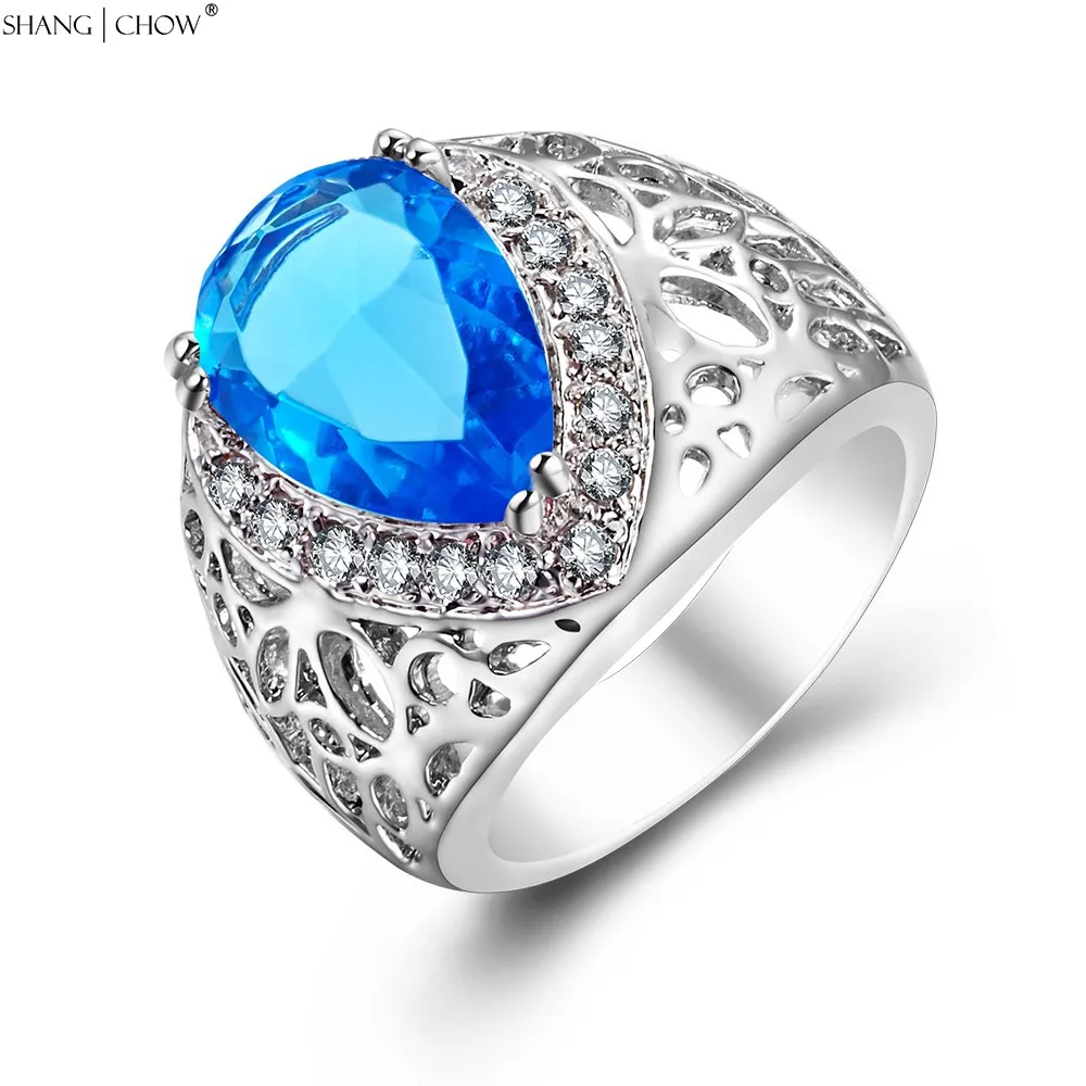 Женское кольцо из серебра 925 пробы с синим кварцем в форме капли|925 sterling silver ring|rings