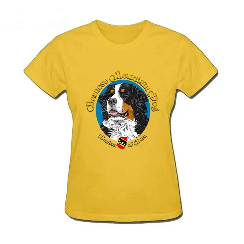Женская футболка Bernese mountain dog белая Повседневная с круглым вырезом и принтом лето