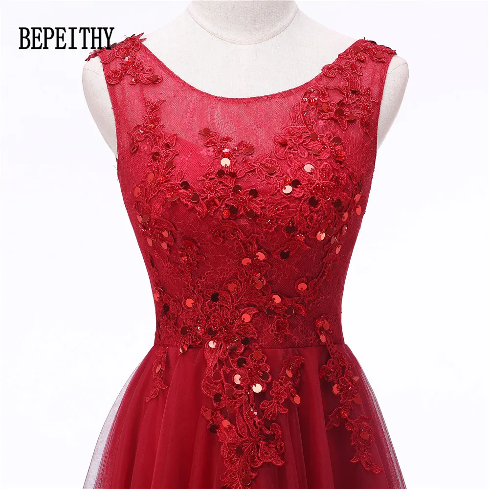 BEPEITHY Vestidos De Festa New Arrival Scoop Lace Appliques Long Red Evening Dress Romantic Formal Dresses 2022 Custom Made | Свадьбы и