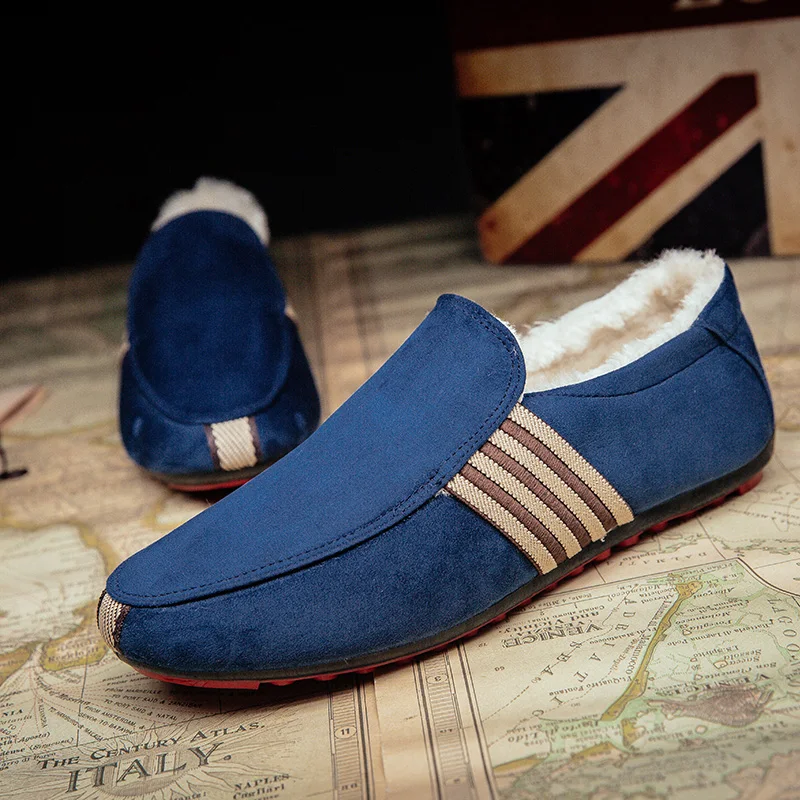 ZYYZYM Men Shoes Spring Autumn Slip-On Style Plush Keep Warm Loafers Comfortable Simple Slacker | Обувь
