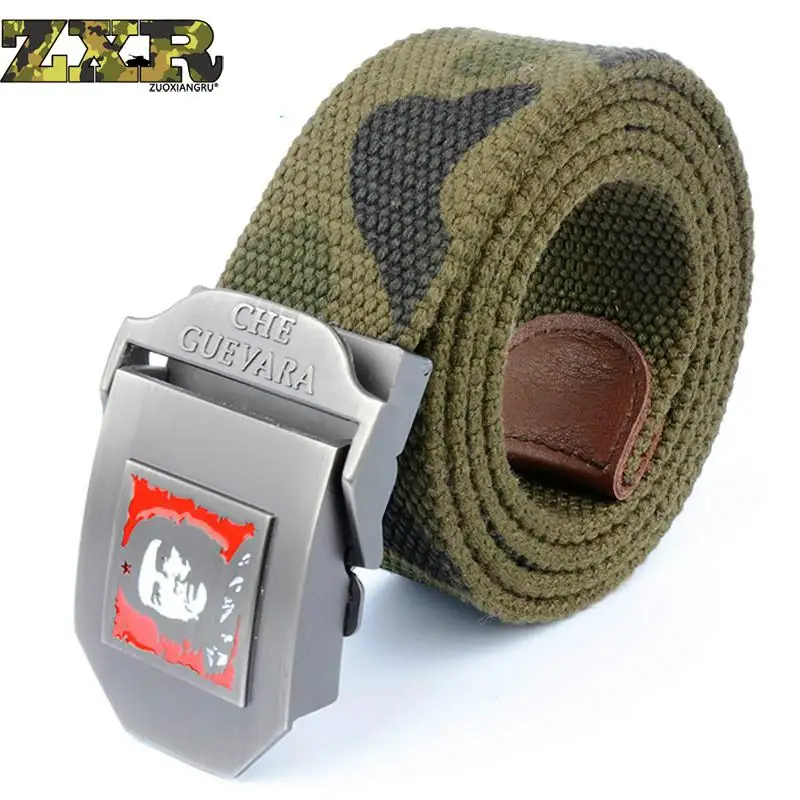 Men's Canvas Tactical Belt For Men Women Che Guevara Buckle Revolution Military Army Belts Male Top Quality Strap | Аксессуары для
