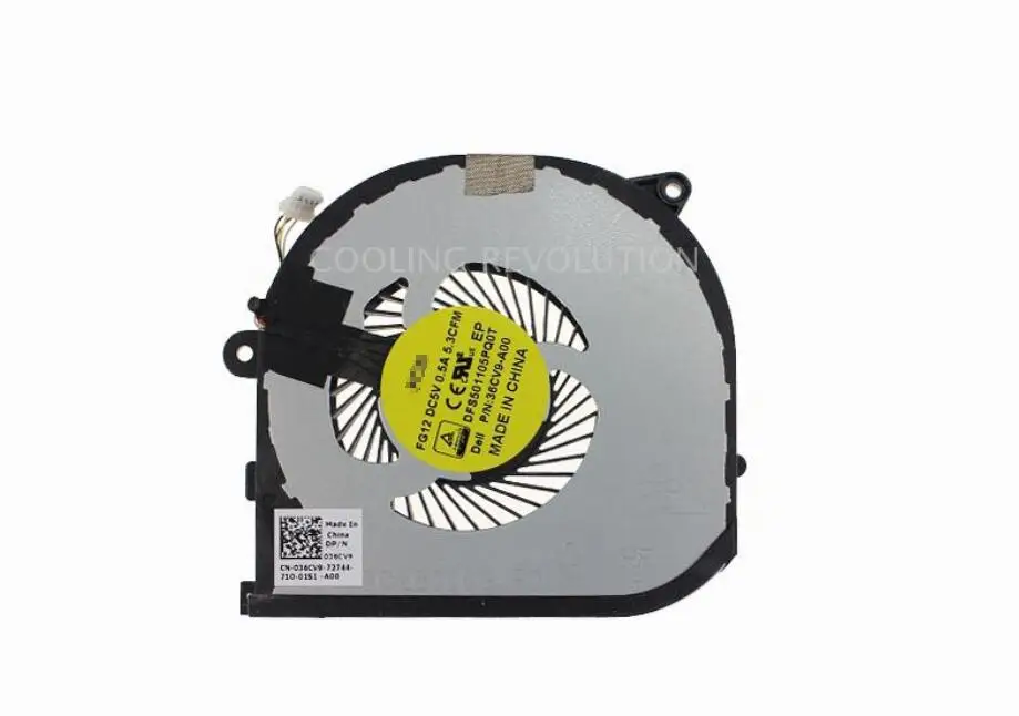 Новый охлаждающий вентилятор для ЦП Dell XPS 15 9550 5510 0HYY21 036CV9 FG11 DFS501105PR0T RVTXY A00 FG12