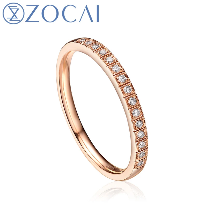 ZOCAI подлинный 0 10 Ct настоящий бриллиант 18K розовое золото набор кольцо для