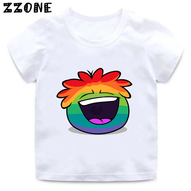 Футболка KC22 для мальчиков и девочек Клубная тенниска с радужным принтом пингвина