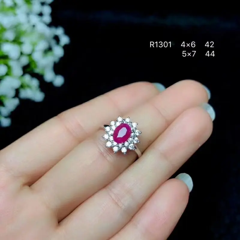 Shilovem 925 серебро Настоящее натуральный рубин кольца ювелирные украшения для женщин Мода Свадебные открыть Рождественский подарок мм 5*7 мм bj050701agh