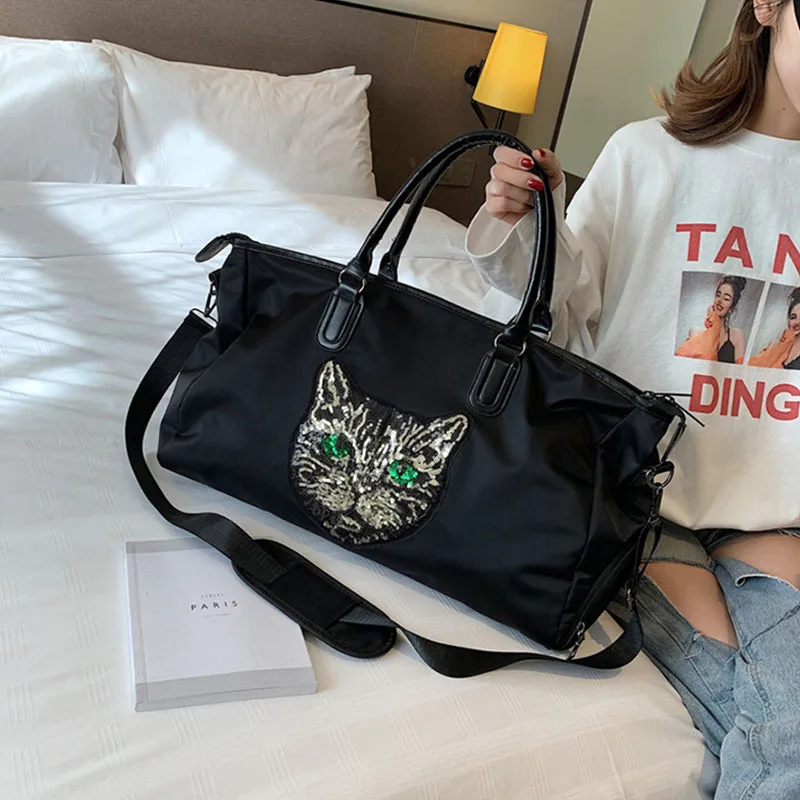 DENUONISS Women Travel Bags Fashion Sequin Nylon Waterproof Large Capacity Luggage Duffle Bag Casual New | Багаж и сумки