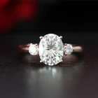 Однотонное розовое золото 14 к, 7x9 мм, карат, Овальный порезной моиссанит, обручальное кольцо, соларит с круглым камень муасанит для женщин