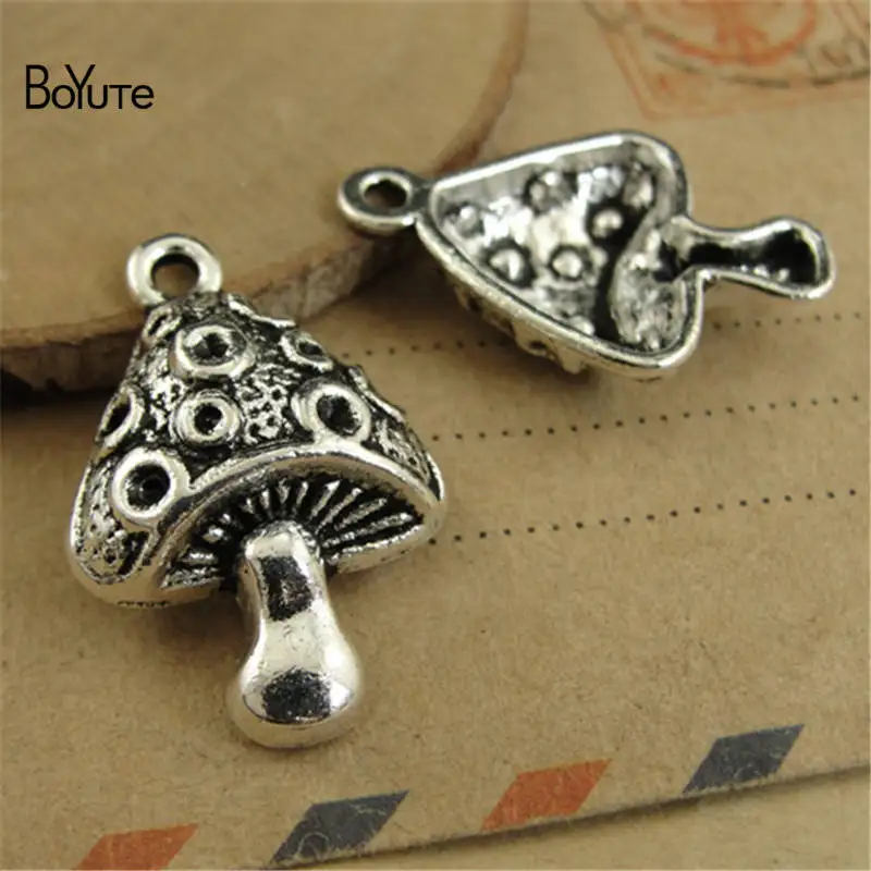 Silver-18x26MM BoYuTe(50 шт./лот) поставщик фабрики металлический сплав кулон в виде гриба подвески Diy ювелирные аксессуары - Окраска металла: Silver-18x26MM