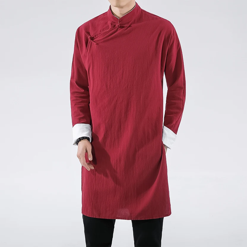Sinicism Store мужское черное пальто стритвейм Мужская льняная куртка длинное пальто мужской китайский стиль харудзюку ветровка