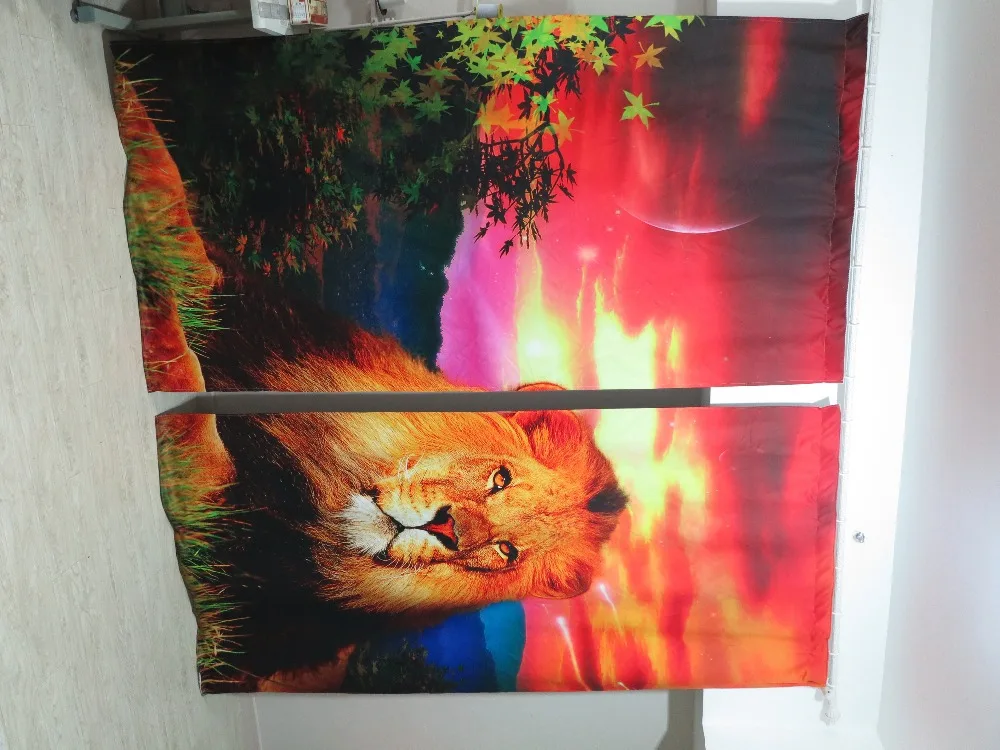 Фото печать стереоскопические 3d занавески ткань органза животное лев 3 d цифровая