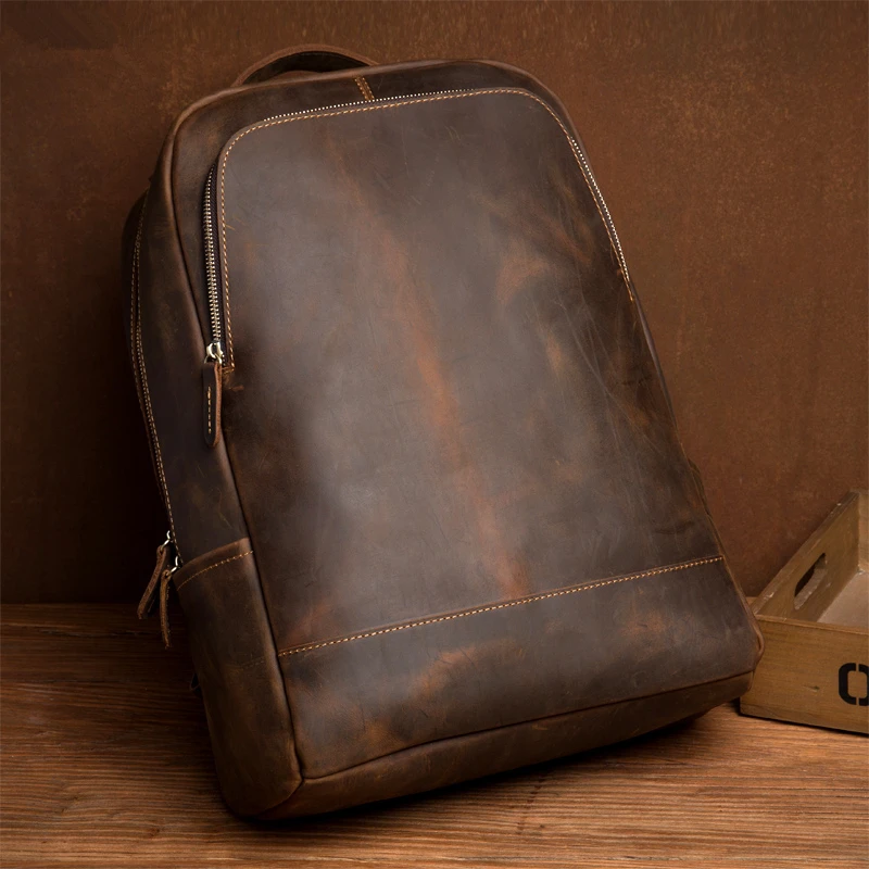 Genuine Leather Laptop Backpack Handmade Vintage Rucksack Men Business School Book Daypack Designer Weekend Shoulder Bag | Багаж и сумки