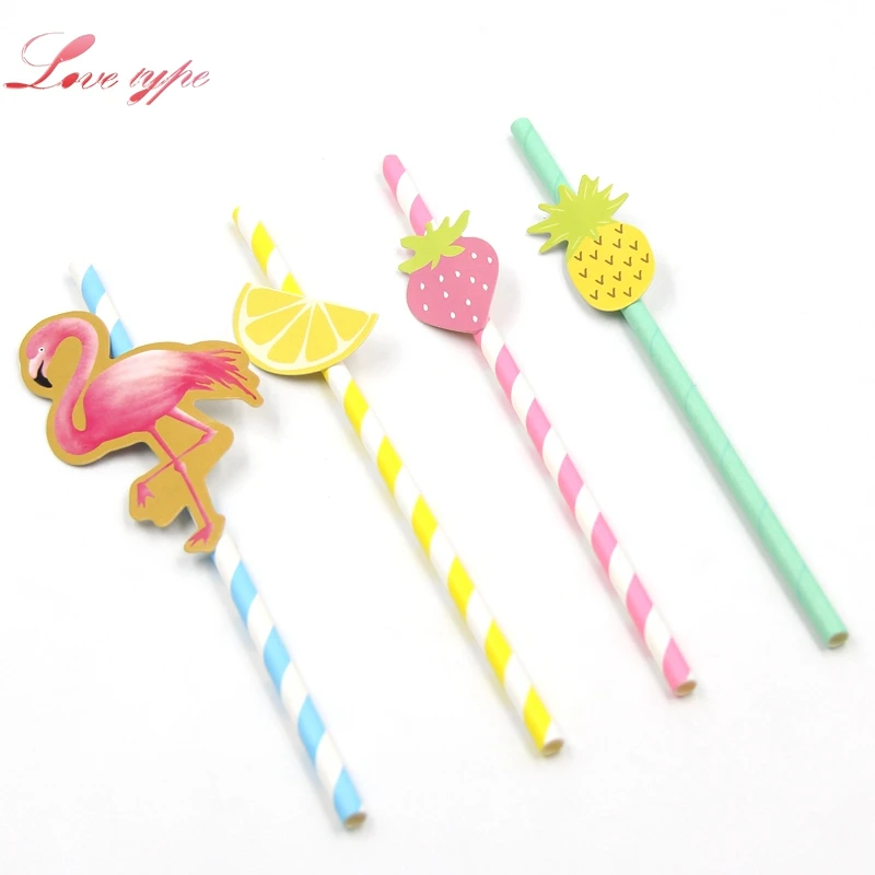 Новинка! 10 шт. фламинго ананас лимон клубника соломинки Гавайские луауские
