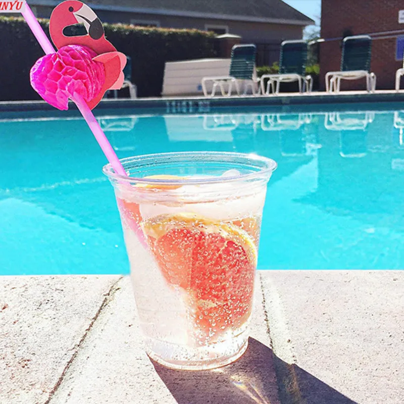 25 шт 3D трубочка Фламинго Бенди гибкие пластиковые соломинки для питья детей день