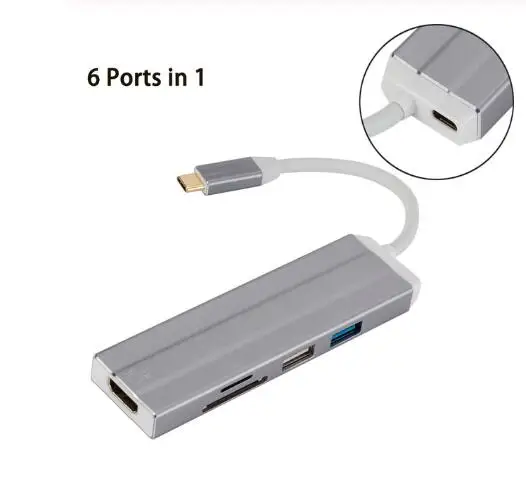 Черный Rovtop USB-C концентратор type C концентратор USB 3,0 HDMI Thunderbolt 3 адаптер для MacBook Pro samsung Galaxy huawei mate 20 Pro/P30 type C - Цвет: Черный