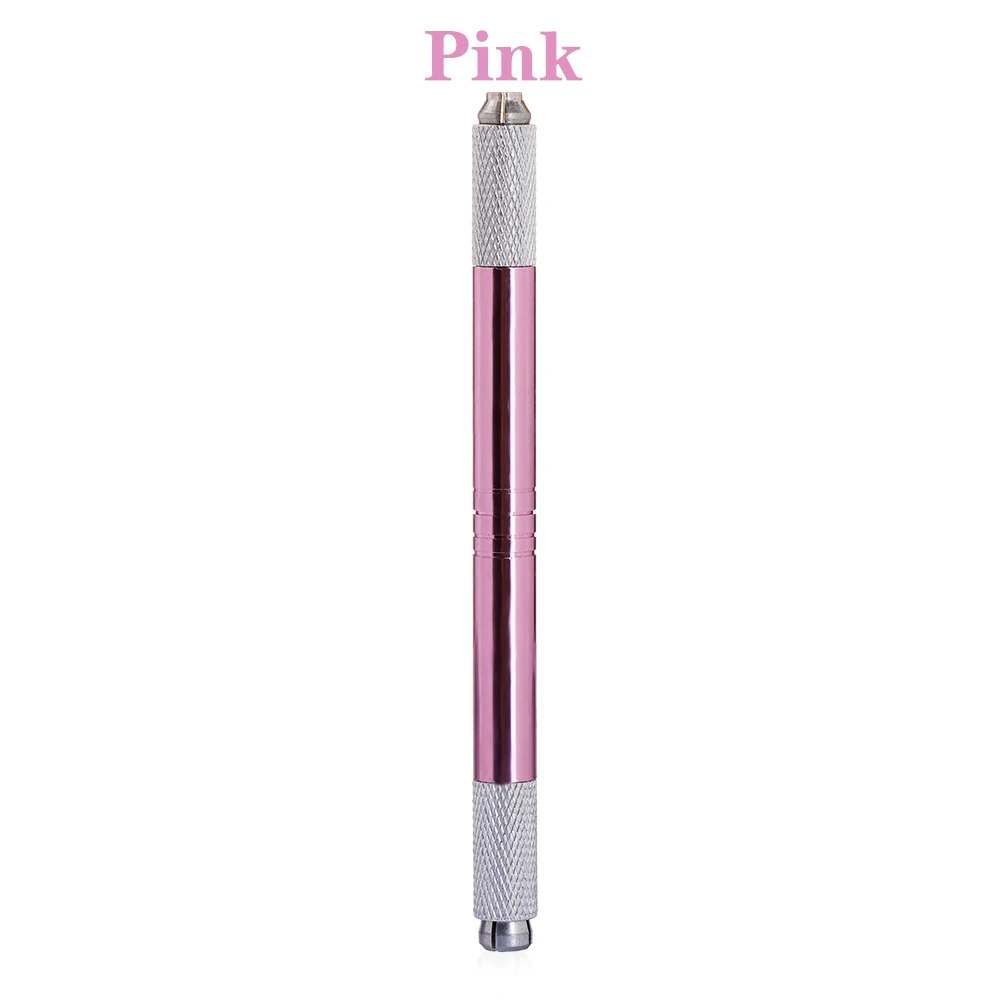 pink pen no needle 1 шт., двойная головка, микроблейдинг, ручка для татуировки, Перманентный макияж, тату для бровей, вышитая ручка, инструмент для микроблейдинга - Цвет: pink pen no needle