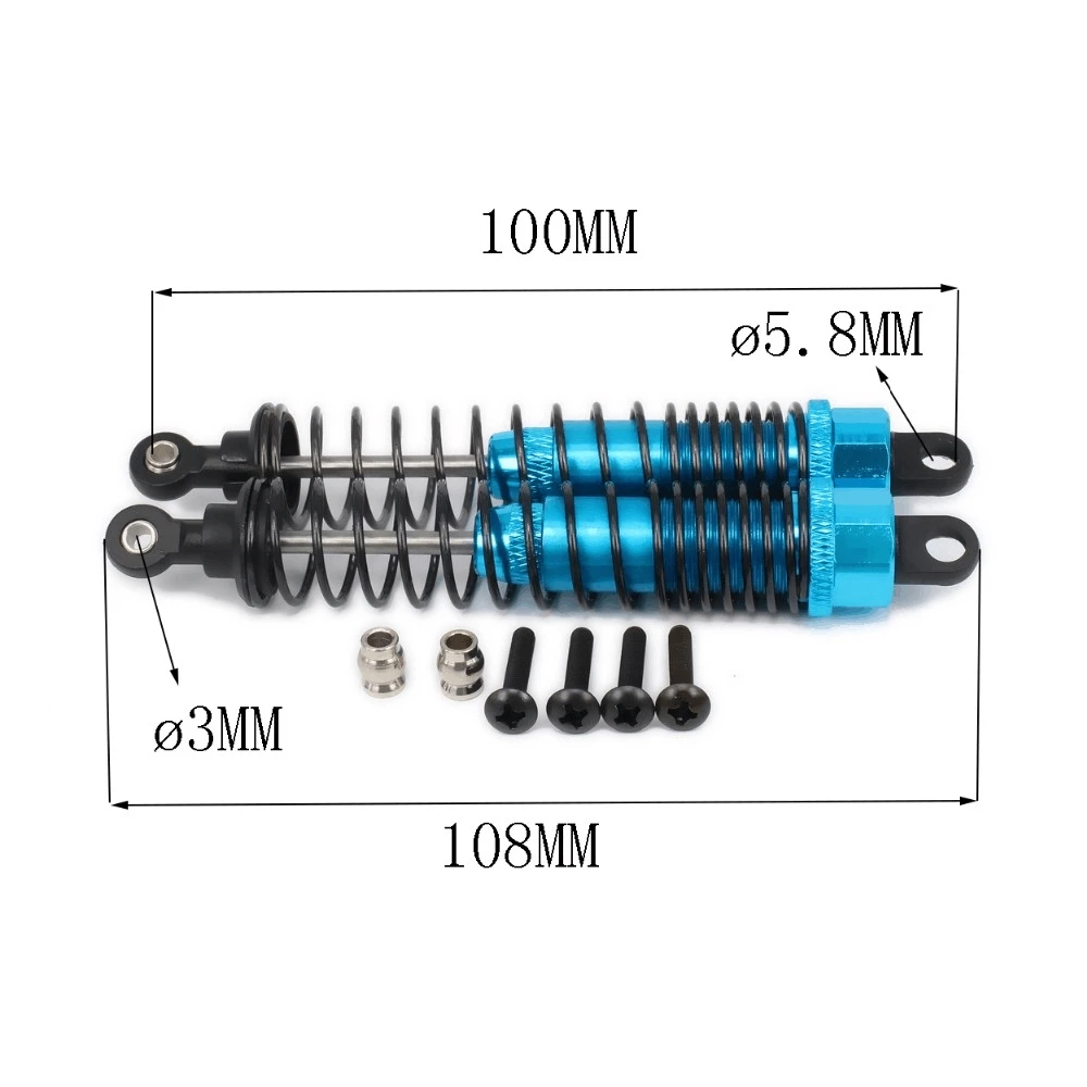 Oil filled adjustable 108mm aluminum shock absorber for rc car 1/10 buggy monster truck upgraded hop-up parts Traxxas hsp hpi | Игрушки и