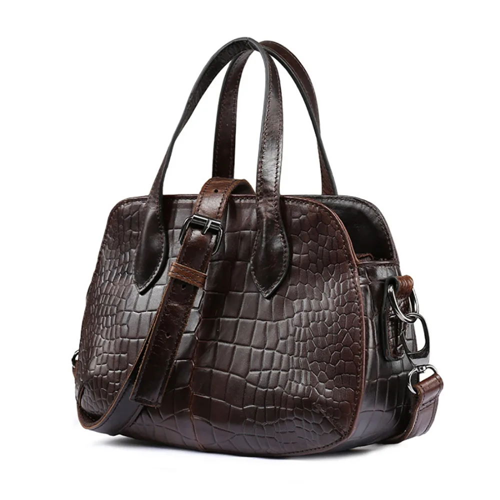 Женская сумка тоут из натуральной воловьей кожи винтажная мессенджер с рисунком