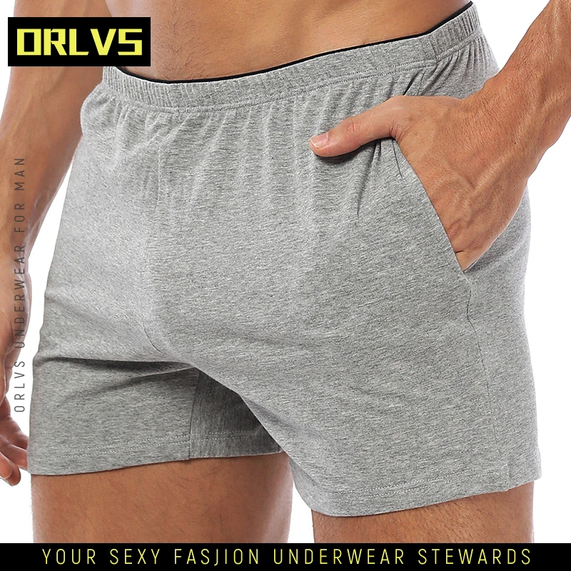 Мужские трусы-боксеры ORLVS черные хлопковые трусы с объемным мешочком сексуальное