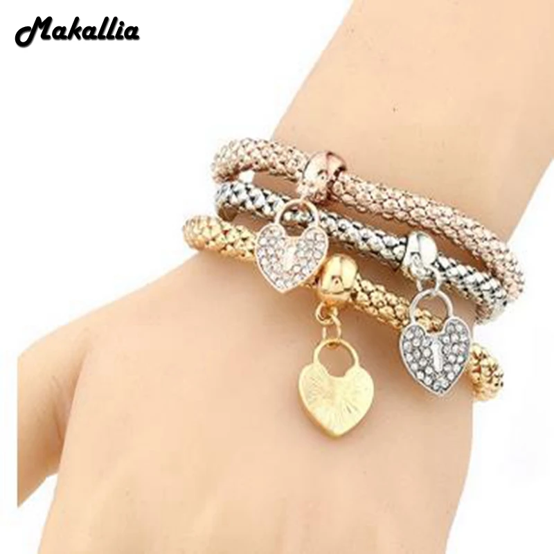 Арктический дизайнерский австрийский браслет с жизненным деревом и сердцем, инкрустированный стразами, позолоченная цепочка "попкорн" для женщин.