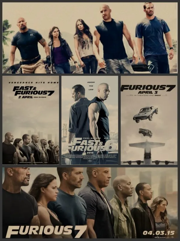 Скорость и страсть 7 плакат Paul wallker Ван дессель Racing о фильме крафт бумага