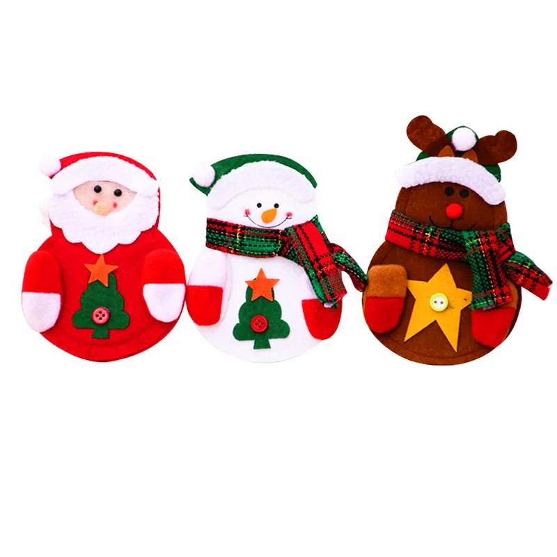 Santa Claus Snowman Elk Style Utensil Knives Forks Holder Cutlery Bag Pouch Christmas New Year Decor Tableware Supplies