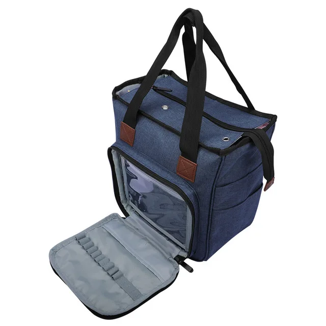 blue color Крючки для вязания крючком, нить, пряжа, сумка для хранения, шерстяные спицы, домашняя сумка-Органайзер, набор для шитья, сделай сам, дорожная сумка для хранения для мамы - Цвет: blue color