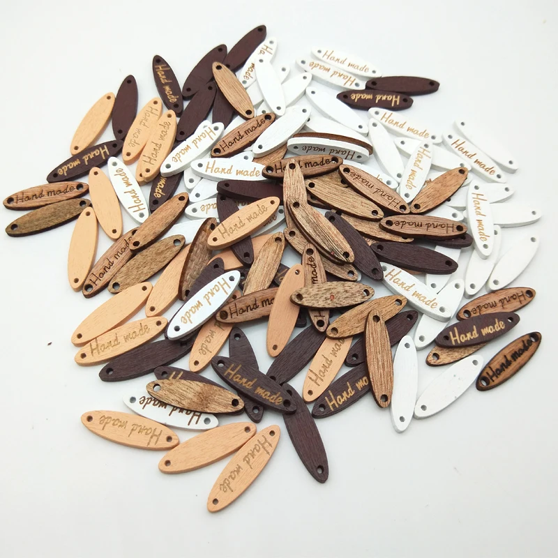 WISHMETYOU 50 шт. Красочные Овальные ручной работы для шитья, деревянные пуговицы для одежды "Hand made" Diy Скрапбукинг ремесла украшения аксессуары