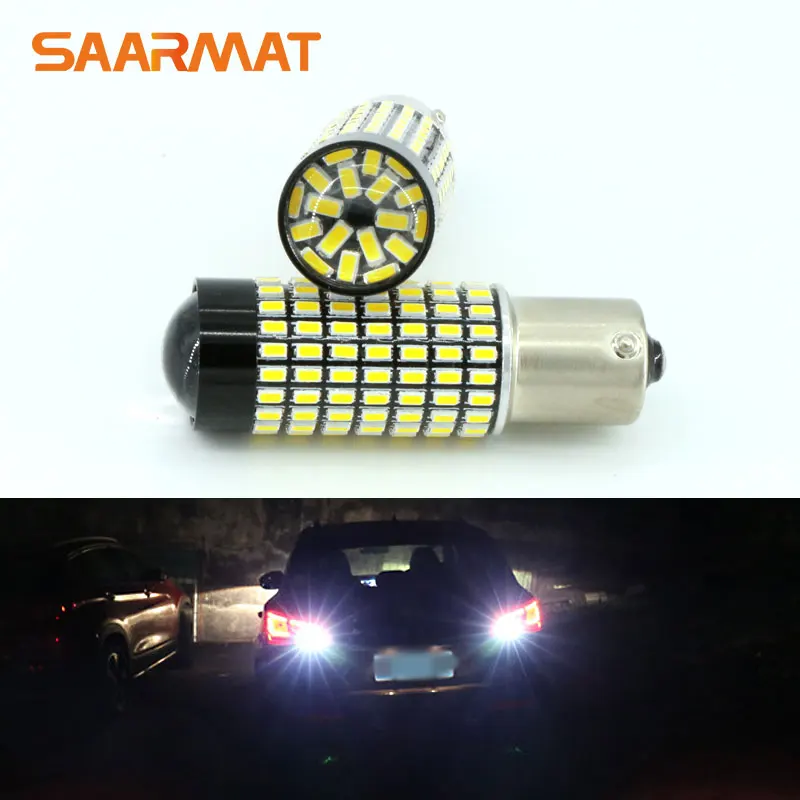 2 шт. 1156 P21W BA15S 158 SMD Canbus 6000K белый идеально подходят для управления Светодиодный
