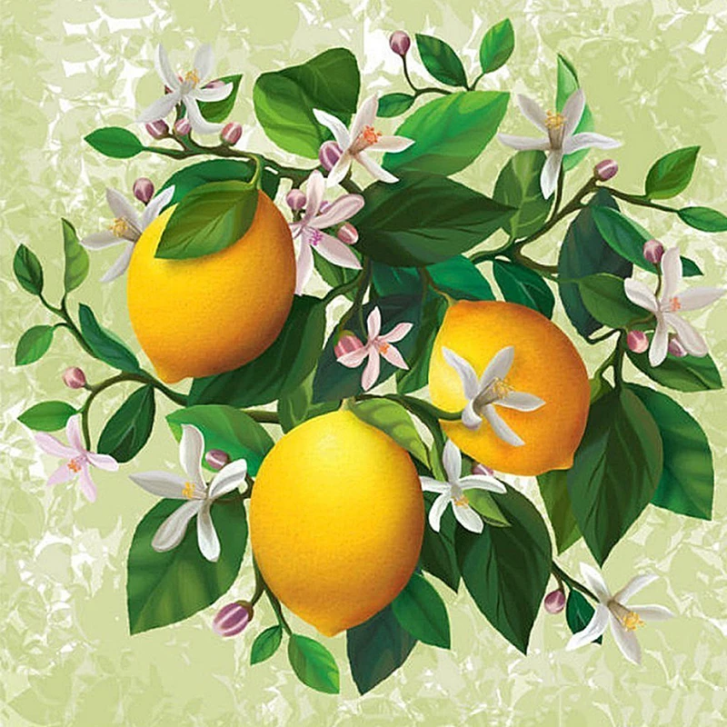 Фуюн 5D алмазов картина Полный Круглый изображение лимона из Стразы Вышивка