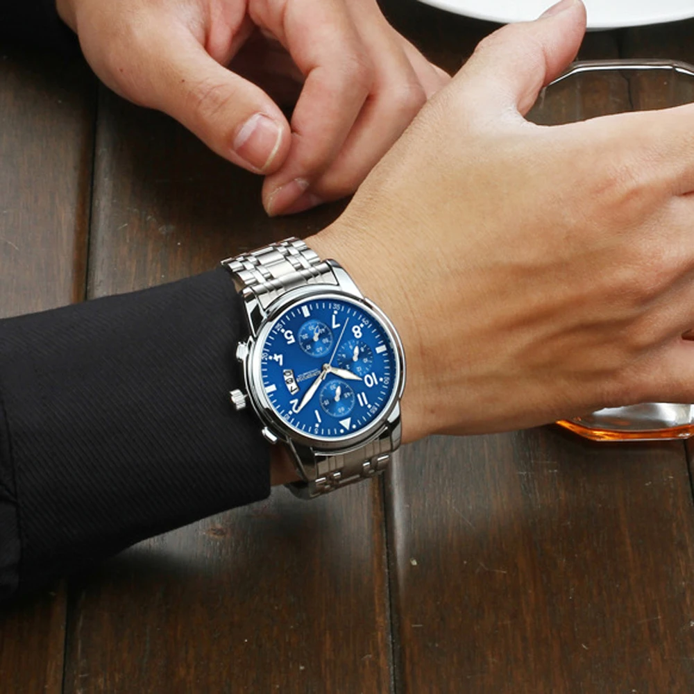 Мужские часы Montre Homme брендовые Роскошные деловые 2020 стальной ремешок 30 м